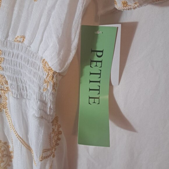 NWT Anthropologie Kindred Petite Women's Maxi Dress White Embroidery Size PL - Picture 8 of 16